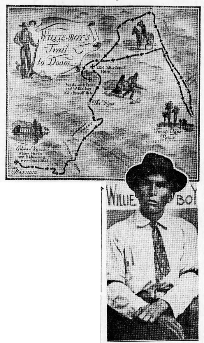Willie Boy escape route map