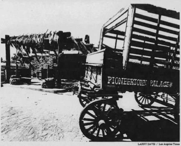 western-movie wagon sits outside Pappy and Harriet