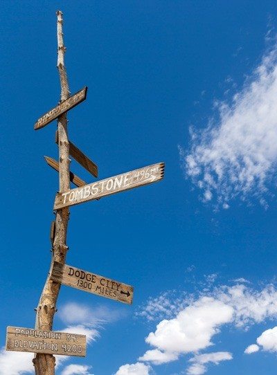 Pioneertown distance to sign post photo