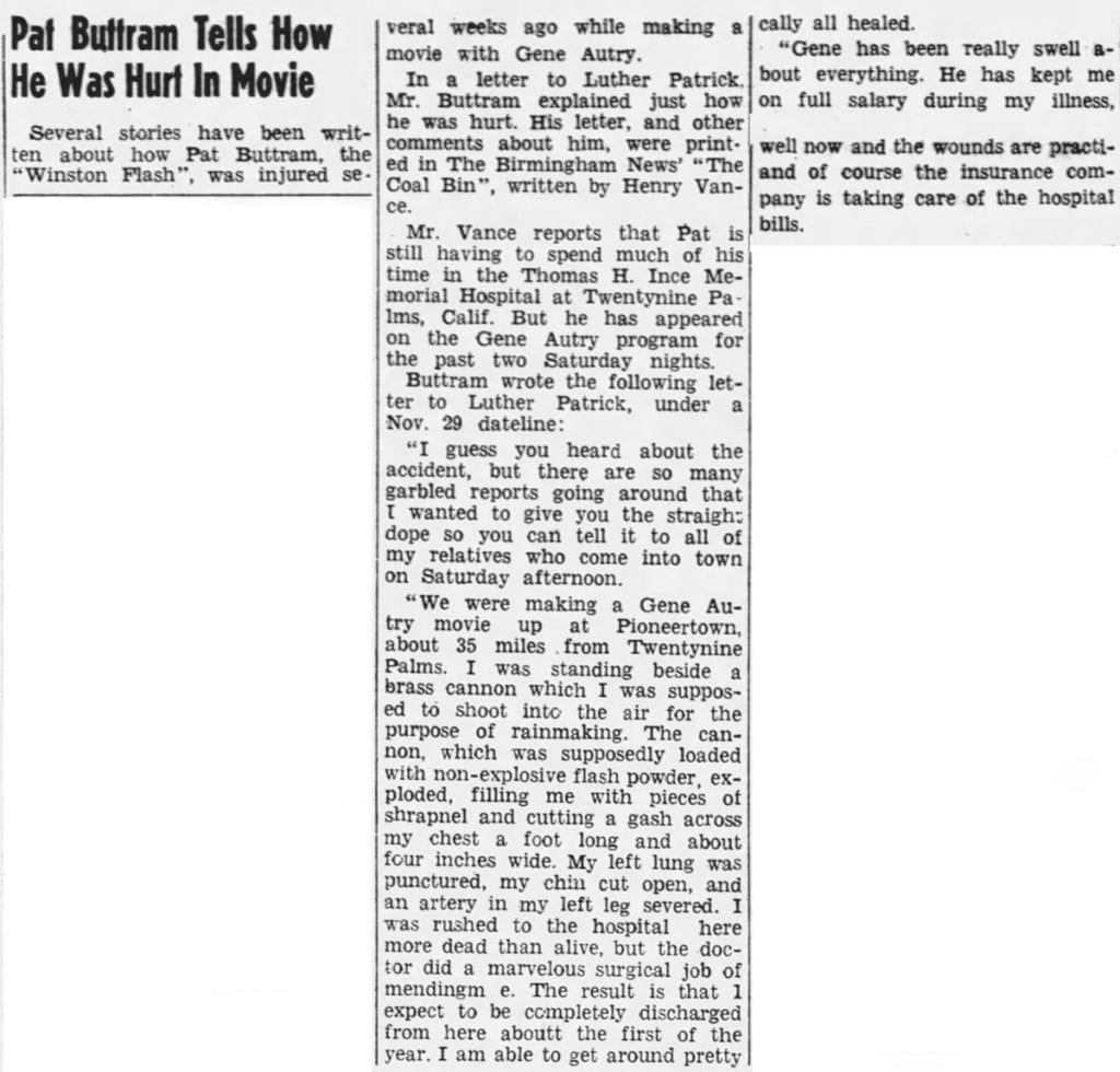 Pat Buttram Tell How He Was Hurt Filming In Movie In Pioneertown